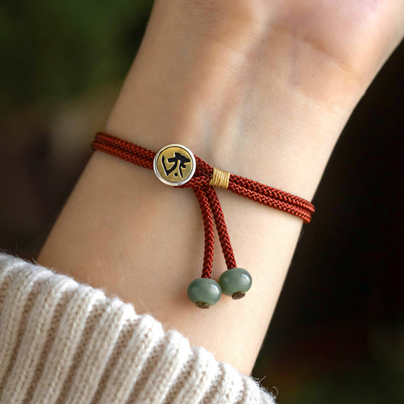 Buddha Stones 925 Sterling Silver Handmade Cyan Bodhi Seed Protection Braided Red String Bracelet