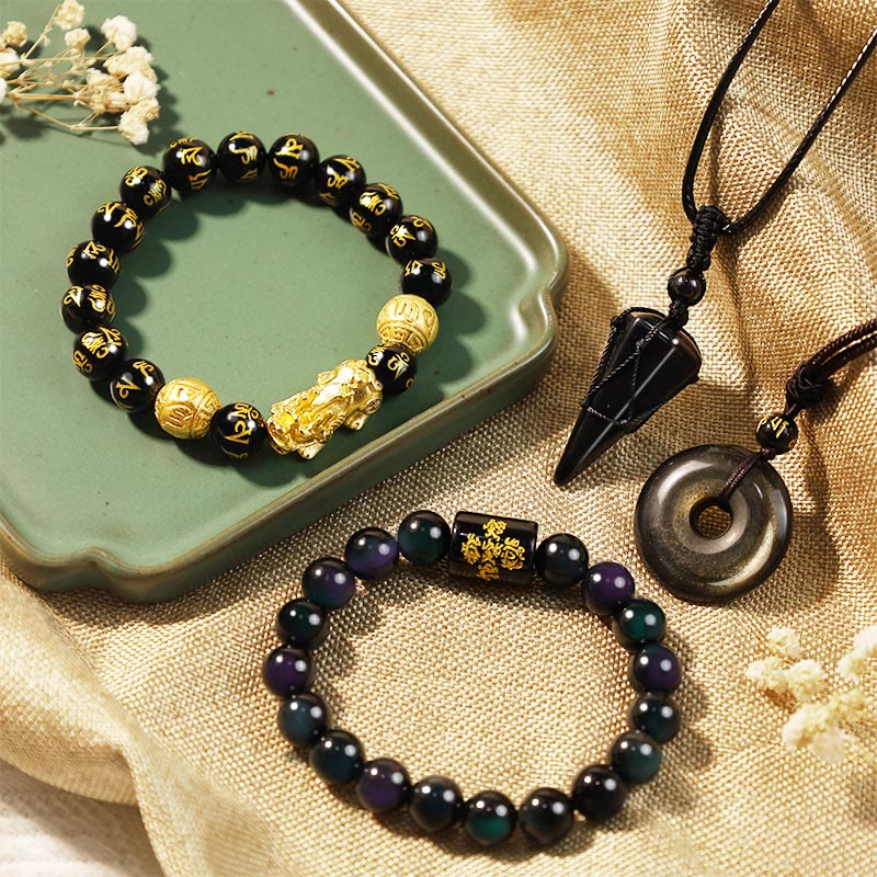 Buddha Stones Absorbing Negative Energies Obsidian Bundle