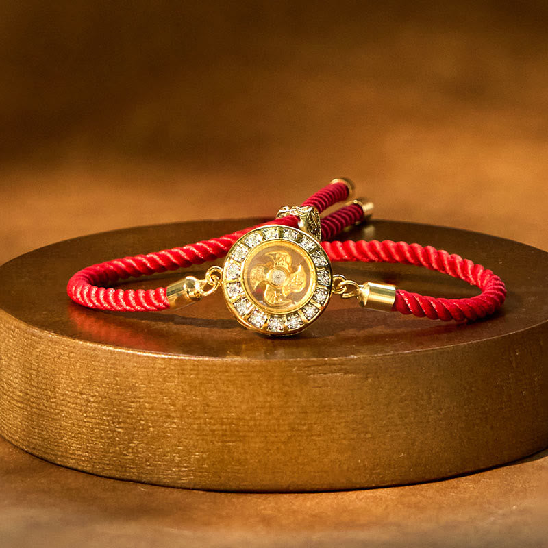 Buddha Stones Copper Brass Feng Sheng Shui Qi Rotatable Windmill Red String Faith Braided Bracelet