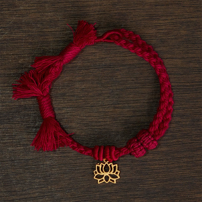 Buddha Stones Copper Lotus Red String New beginning Bracelet