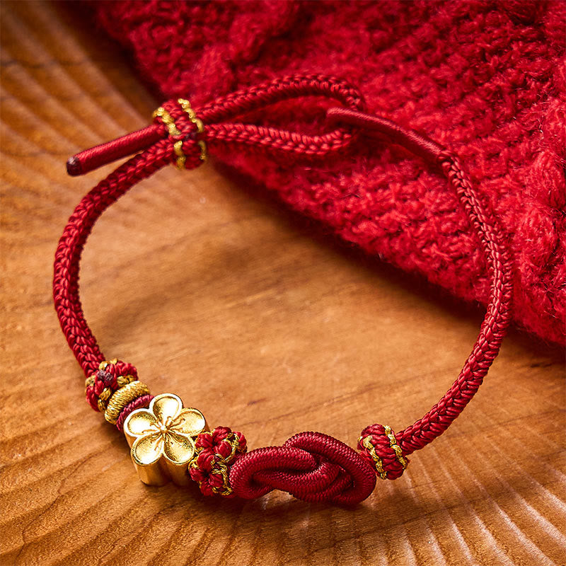 Buddha Stones Flower Braided Rope Knot Adjustable Bracelet