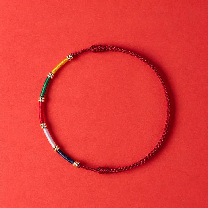 Buddha Stones Handmade Five Color Wind Horse Prayer Flag Protection Bracelet