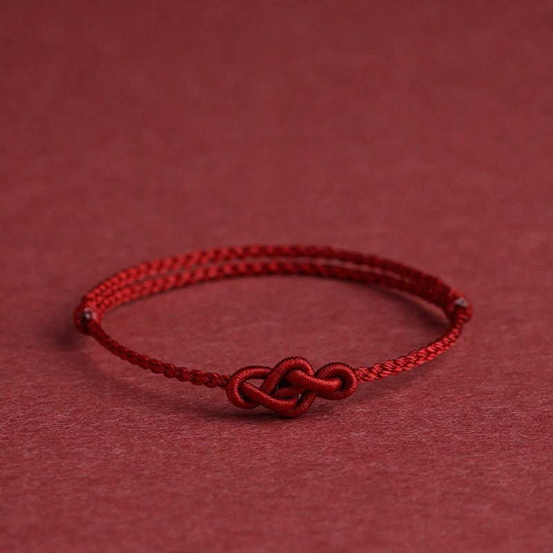 Buddha Stones Minimalist Red String Chinese Knotting Prosperity Bracelet Anklet