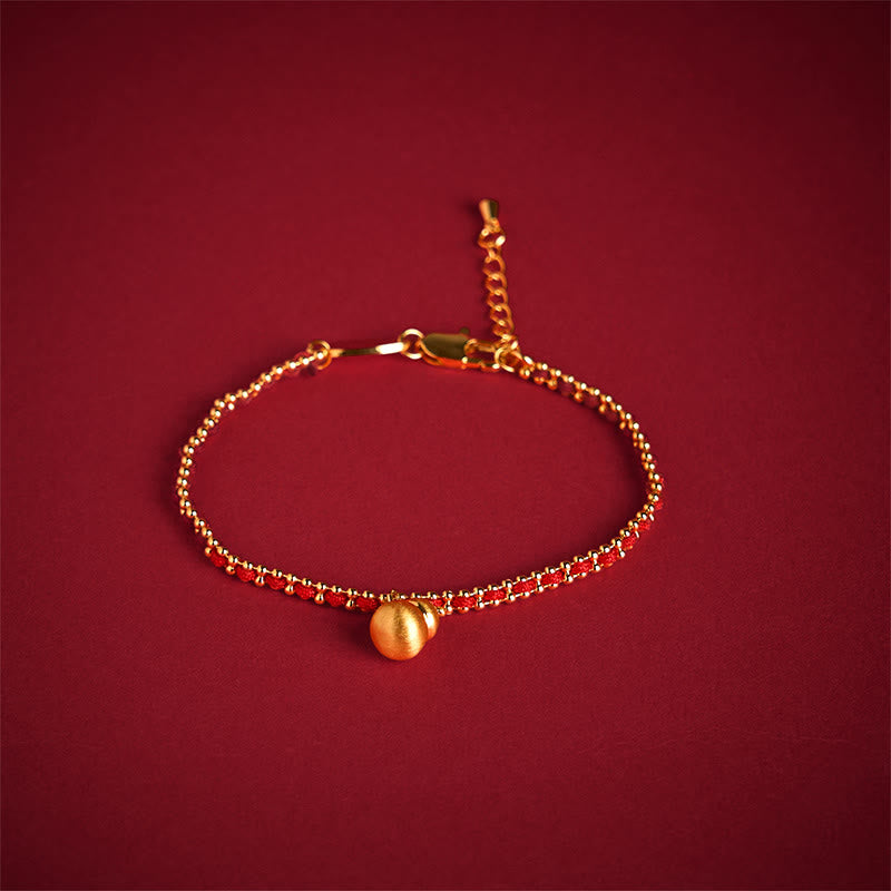 Buddha Stones Red String Copper Brass Gourd Strength Wealth Bracelet